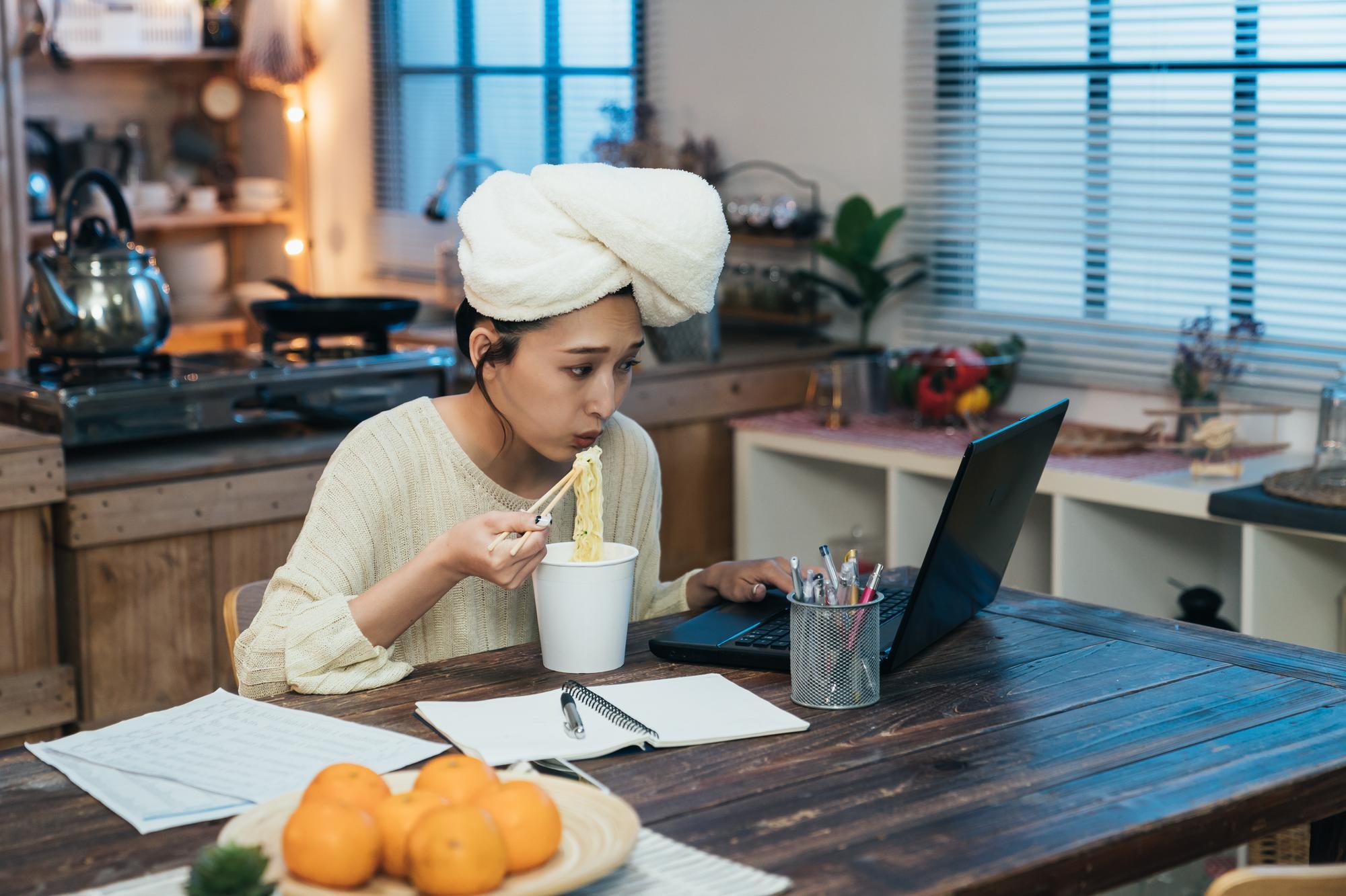 Instructor workspace with recipe notes and laptop